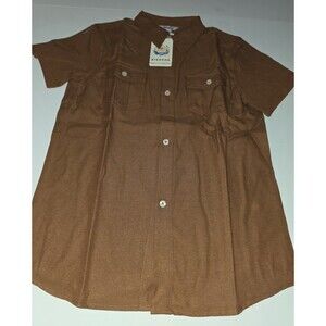 Bienzoe Boys' Short Sleeve Button Up Dress Shirt with Two Pockets Sz 14